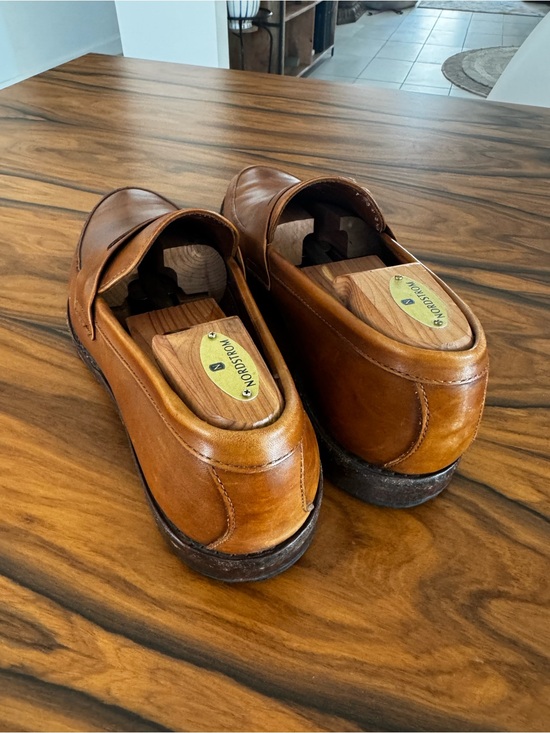 Brooks Brothers Made in Italy Cognac Leather Penny Loafers Men’s w/ Wood Insert main image 10